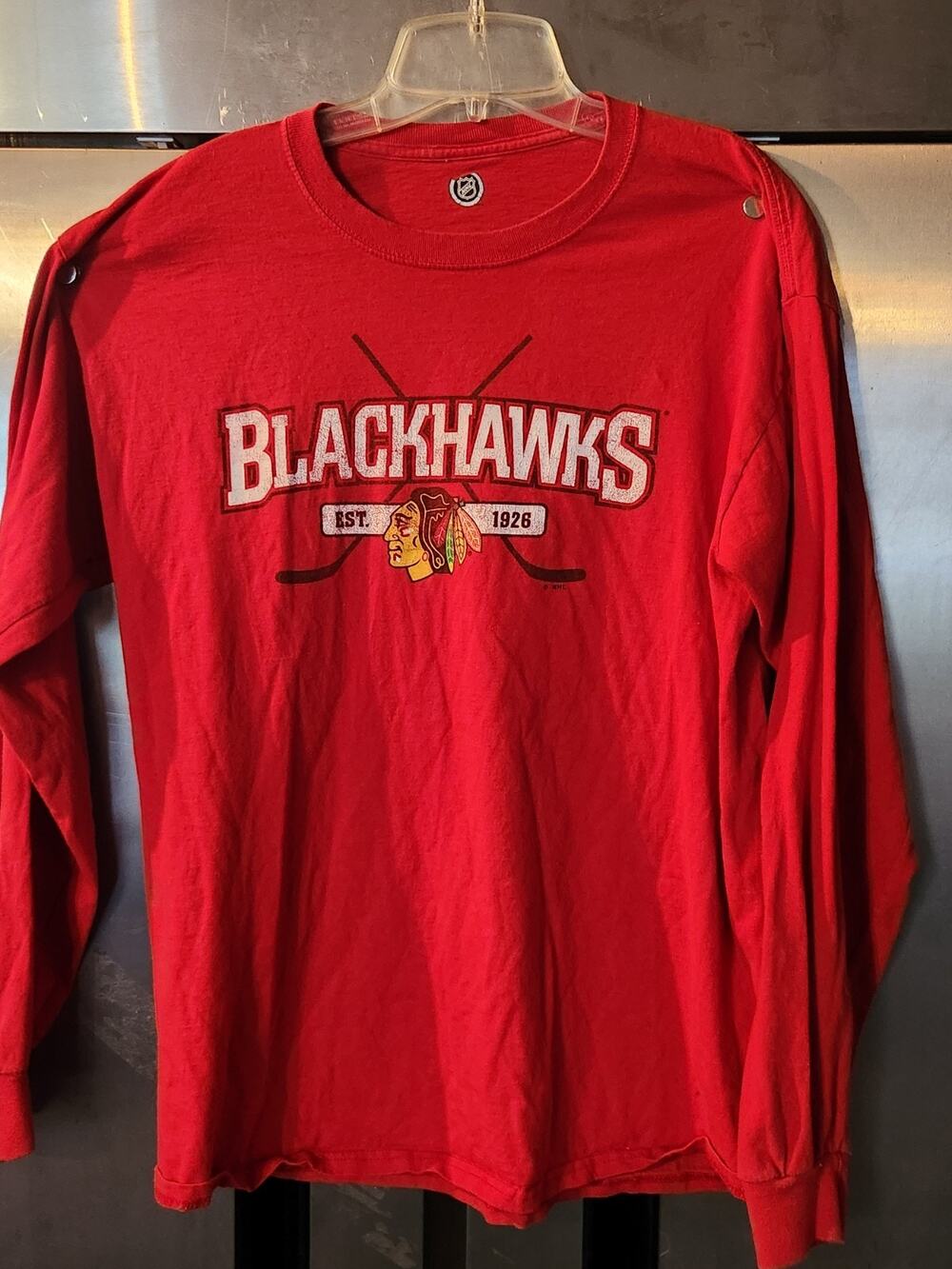 Chicago Blackhawks Shirt Mens Large Red Long Sleeve Pullover NHL